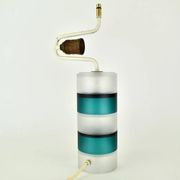 Lampe de table scandinave vintage moderniste bleu sarcelle et verre clair