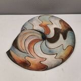 Large handmade decorated ceramic dish. Ruth Grønne Denmark 2001