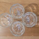 4 thick glass stemmed glasses