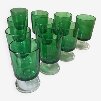 Lot de 10 Verres Cavaliers à Apéritif / Digestif Luminarc Vintage Vert