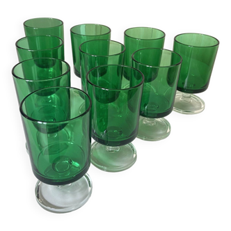 Lot de 10 Verres Cavaliers à Apéritif / Digestif Luminarc Vintage Vert