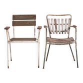 Antique garden chairs with armrests (c.1920). Set of 2 pieces #23