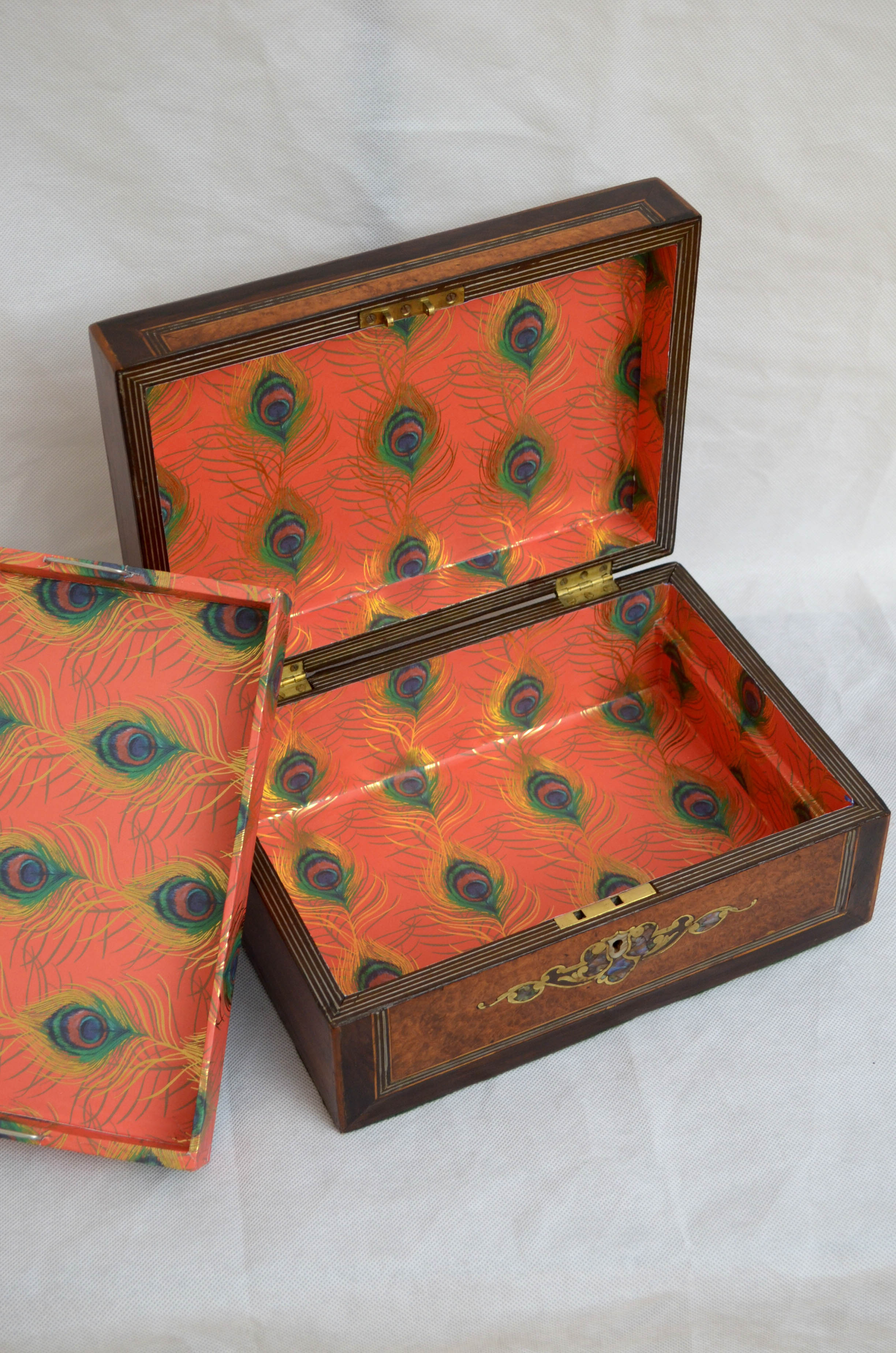 Victorian jewellery box in amboyna