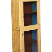 old Art Deco wall showcase in original yellow teak