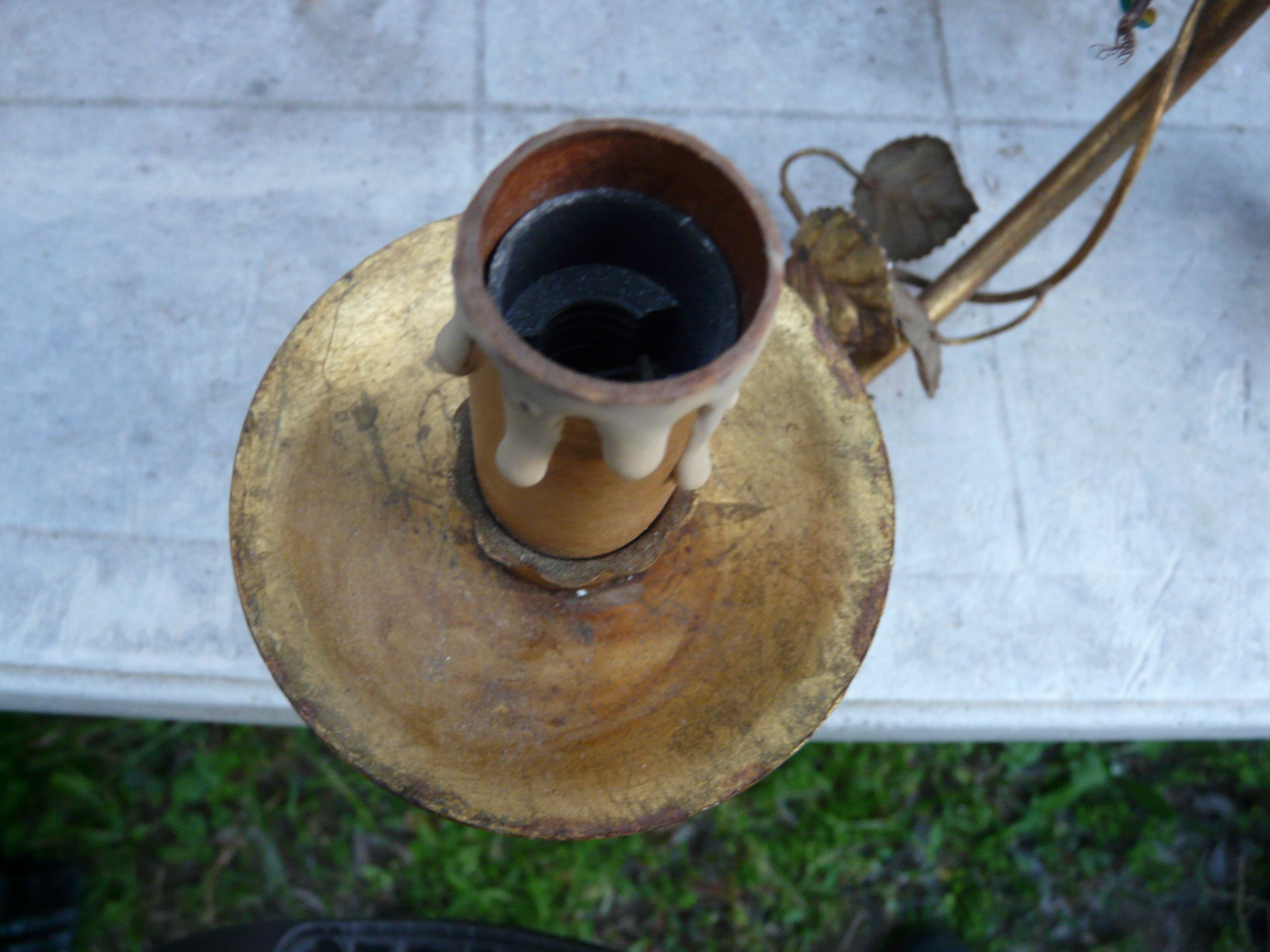 Masca gilded metal chandelier, 60s