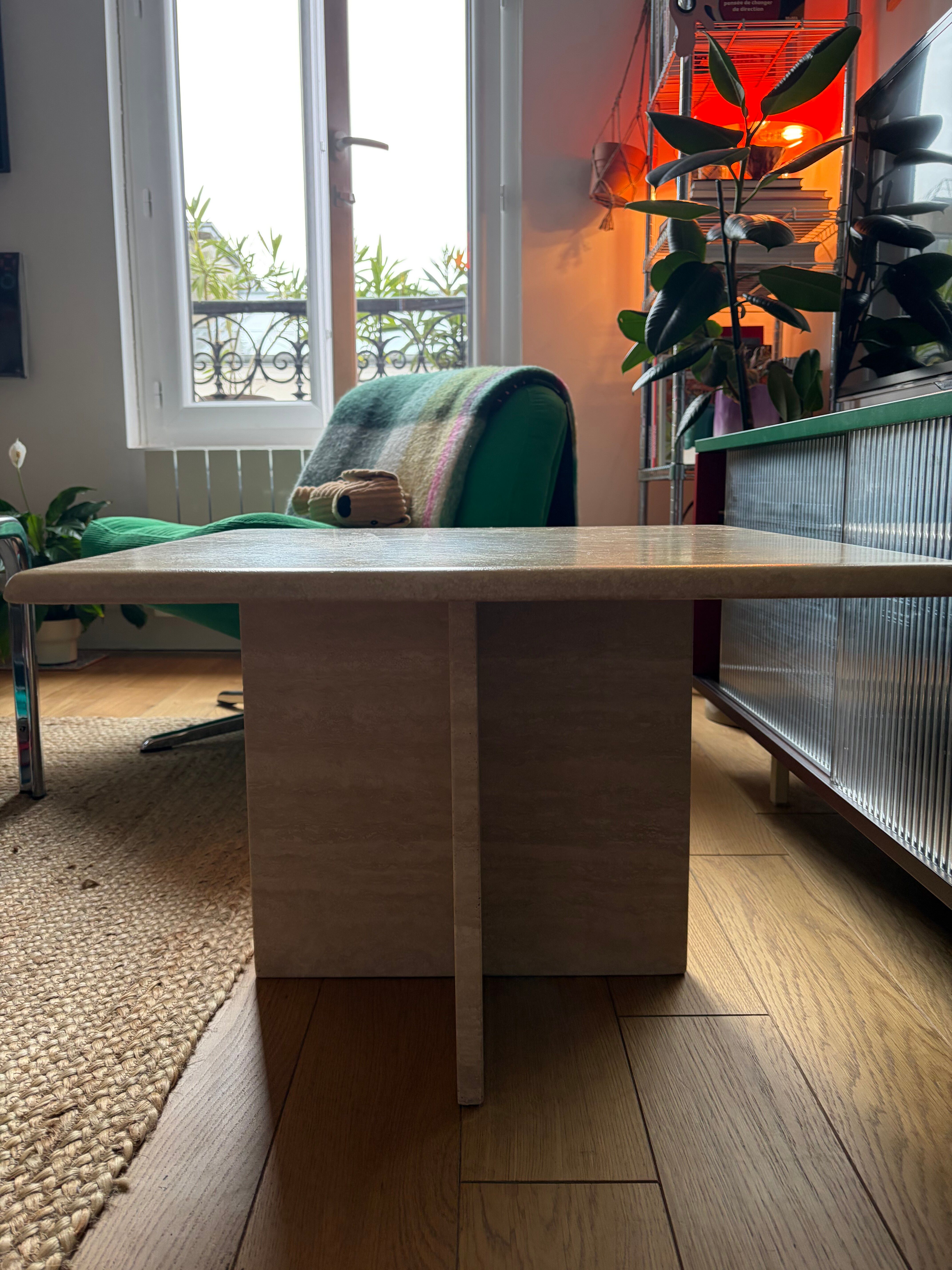 Travertine coffee table