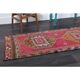 1970s Vintage Turkish Hand-Knotted Wool Cotton Pink Runner Rug