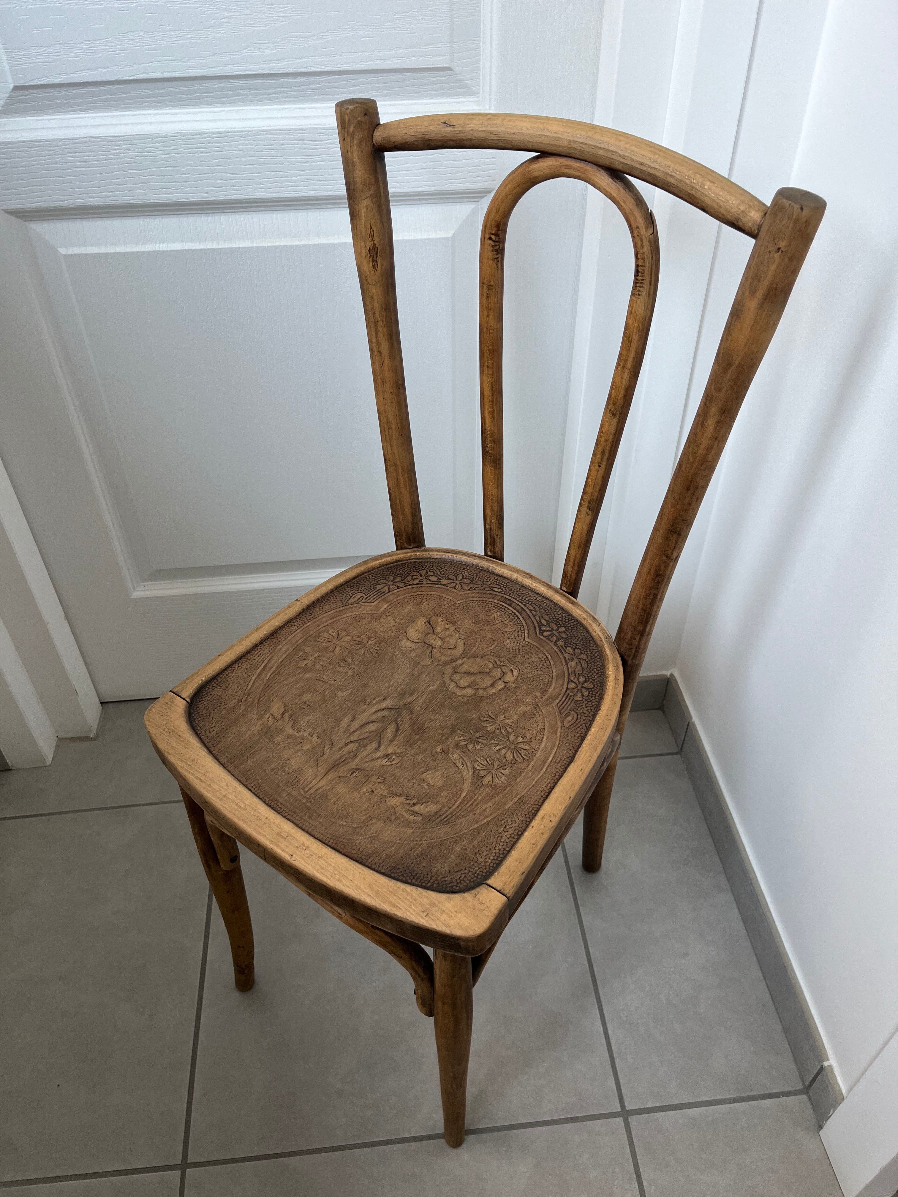 Chaise bistrot assise coquelicot, 1900