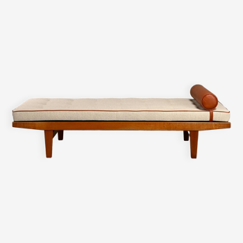 Poul M. Volther Daybed in Oak, Leather and Bouclé for FDB Møbler, Denmark 1960s