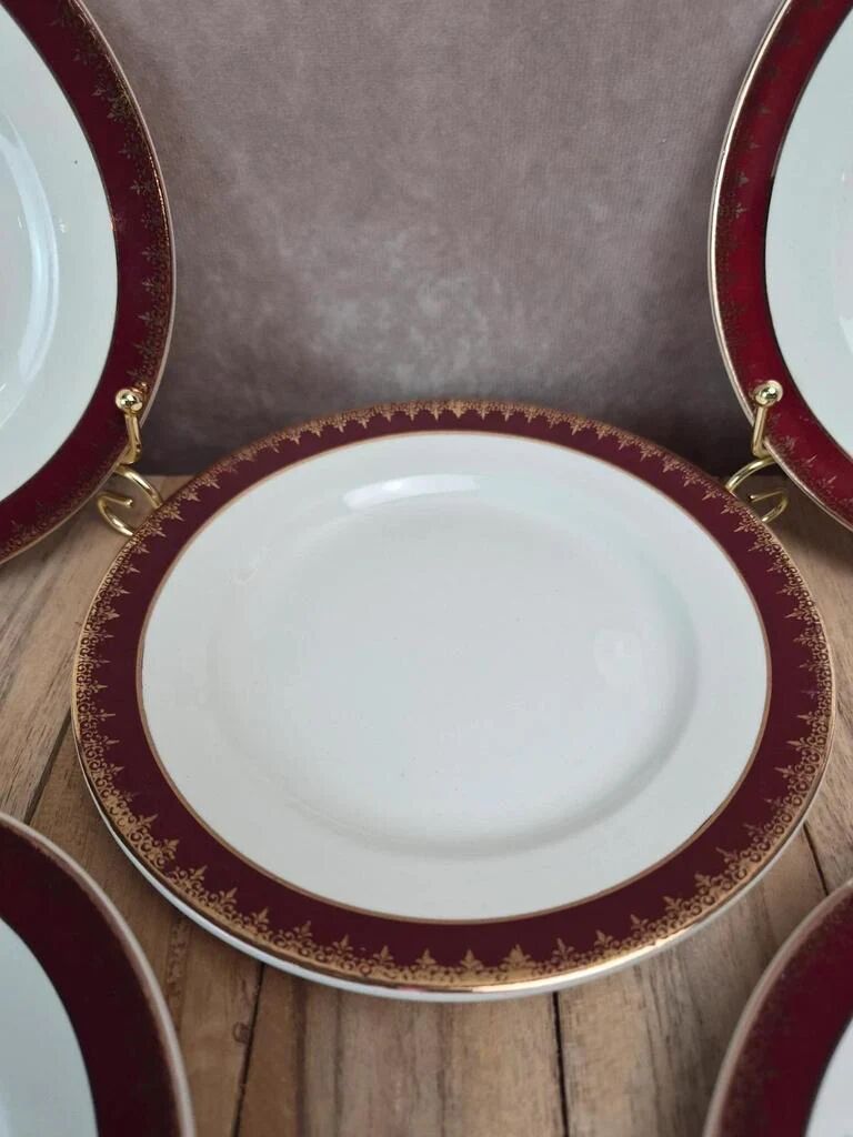 Lot de 12 assiettes à dessert Digoin Sarreguemines « rubis »