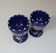 Pair of folk ethnic art coquetiers in vintage turned wood