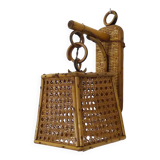 Rattan and cane lantern wall light. 1950s-1960s