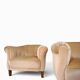 Pair of Art Deco club armchairs in champagne mohair, 1930.
