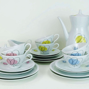 Mid century coffee crockery schirnding bavaria abstract decor in pastel colors 1950s