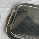 Silver-plated vintage tray with golden handles 29x45