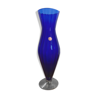 Vase en verre de murano bleu
