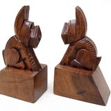 Pair of bookends 1930, wooden dogs
