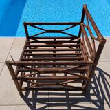 Ensemble salon de jardin une Banquette et un Fauteuil en bois Vintage