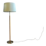 Modern mid-century brass and leather floor lamp Atelje Lyktan, Sweden
