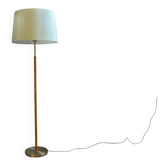 Modern mid-century brass and leather floor lamp Atelje Lyktan, Sweden
