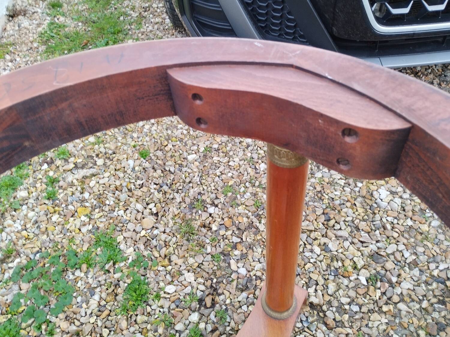 Empire style pedestal table with marble top