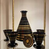 Art Deco hyalite glass liqueur set by Rupel Boom