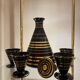 Art Deco hyalite glass liqueur set by Rupel Boom