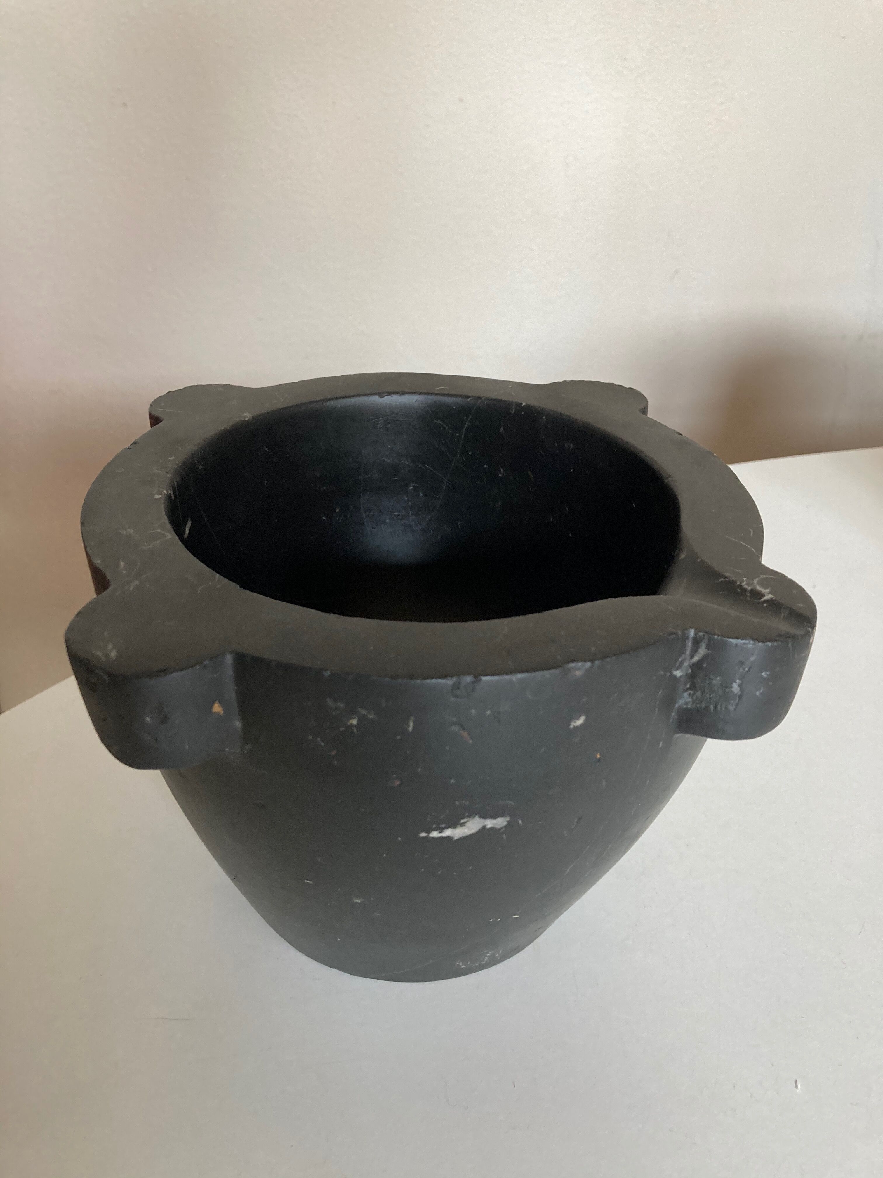 Marble mortar and 19th boxwood pestle