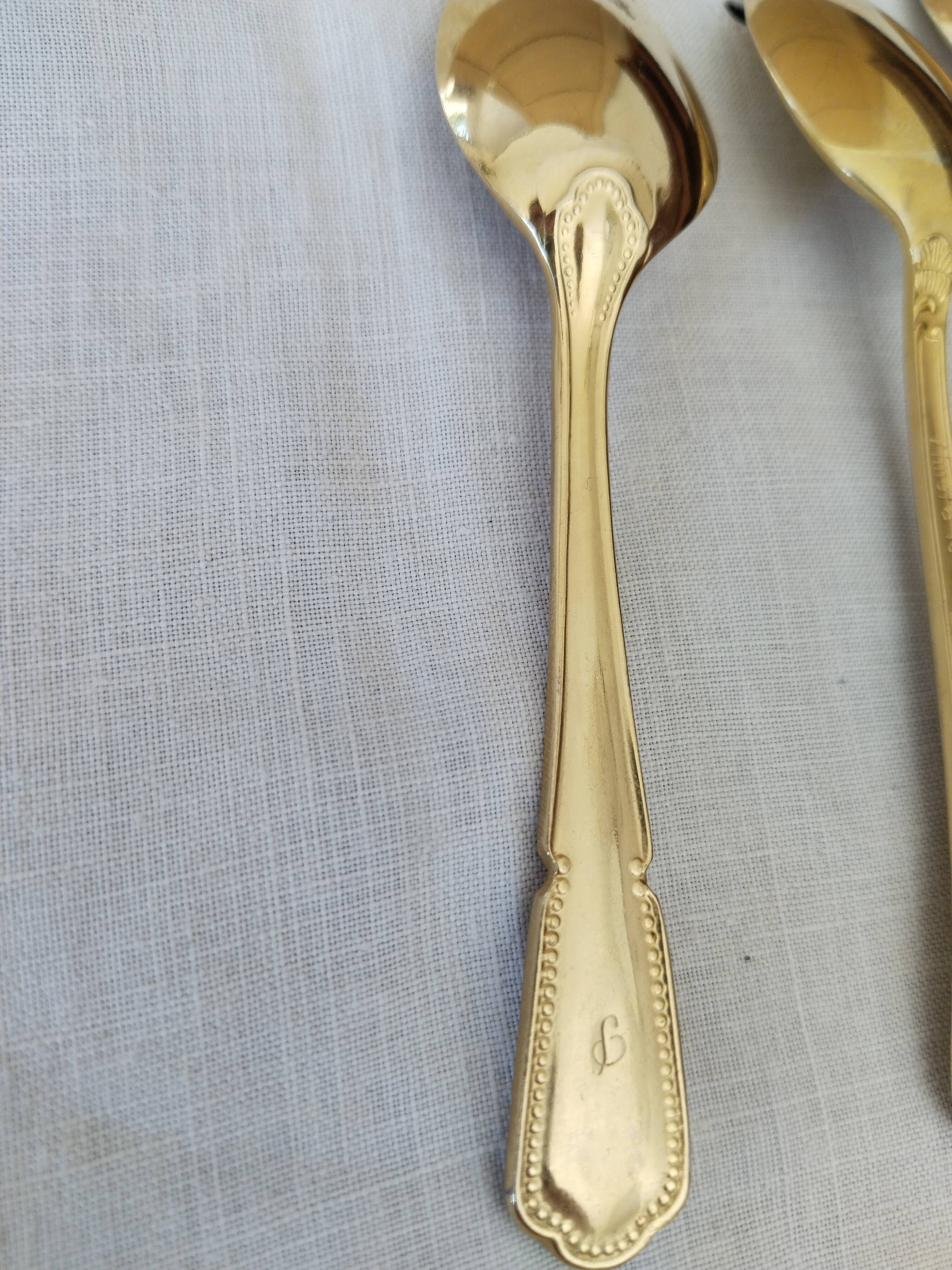 Golden teaspoons, vintage 70s