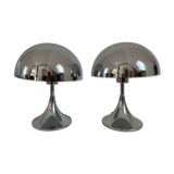 Pair of space age chrome mushroom lamps