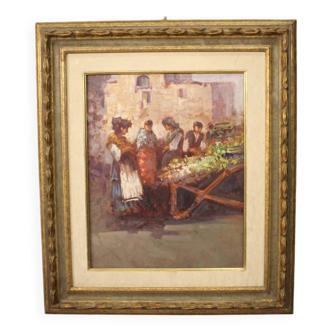 Italian painting popular scene from 20th century