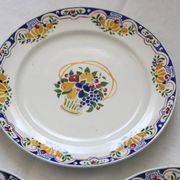 Set of 4 Boch dessert plates, Fructidor service, vintage