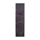 Handwoven distressed anatolian purple runner carpet 85 cm x 317 cm