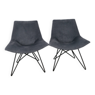 Pair of 1960s velvet armchairs