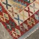 Tapis Kilim afghan fait main, tapis tribal géométrique en laine 83 x 130 cm
