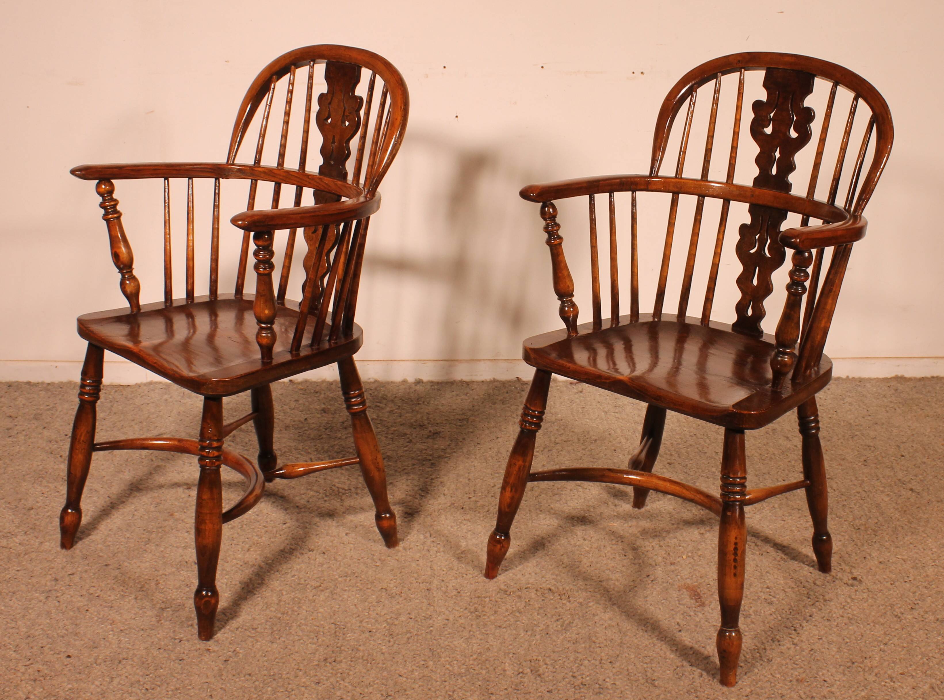Pair of English Windsor Armchairs