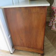 Louis Philippe style chest of drawers with 4 drawers in solid walnut and marble, 1900-1950.