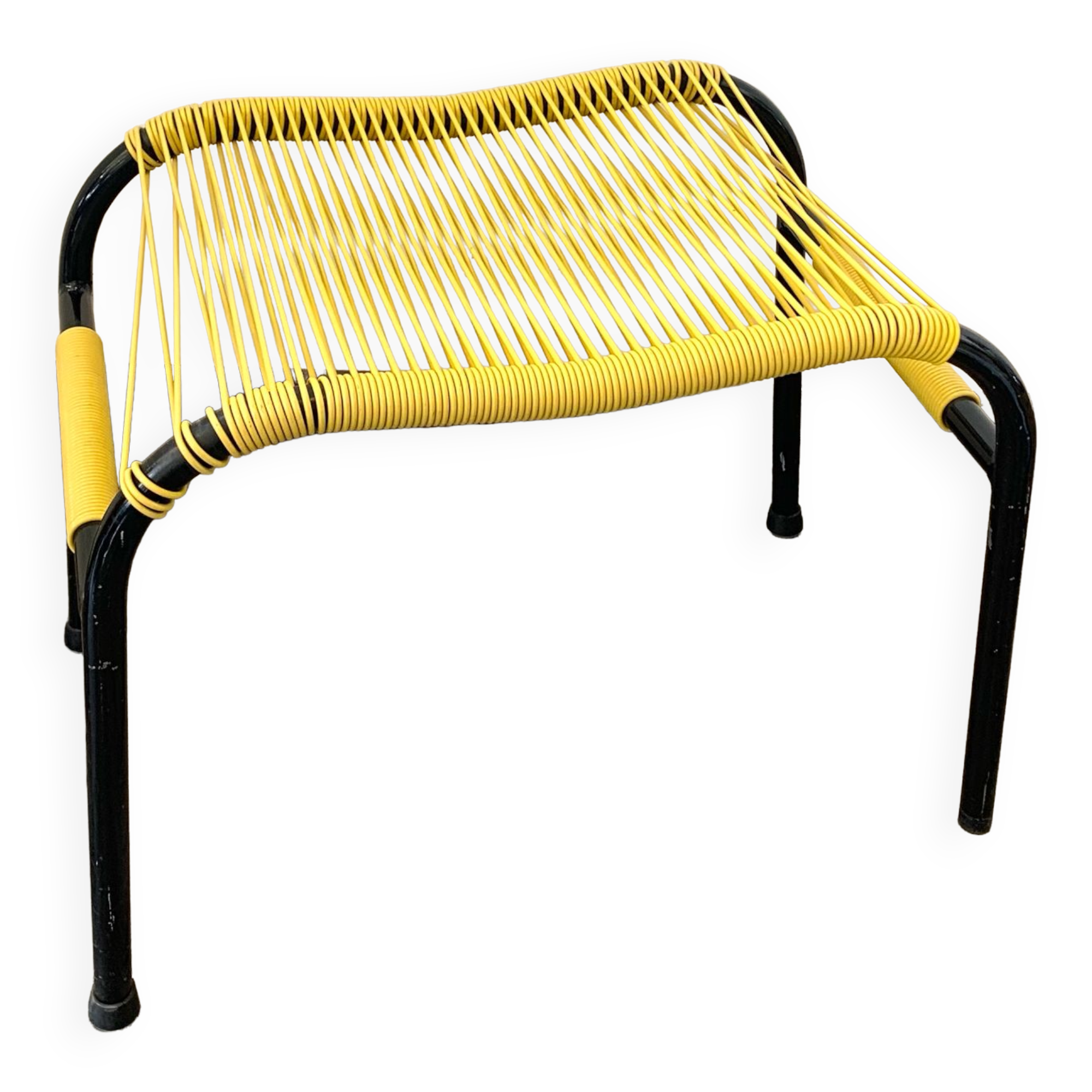 Yellow scoubidou ottoman
