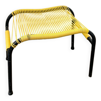 Yellow scoubidou ottoman