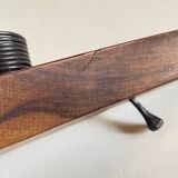 Brutalist olive wood candle holder vintage