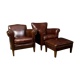 Ensemble de fauteuils en peau de mouton hollandais avec repose-pied