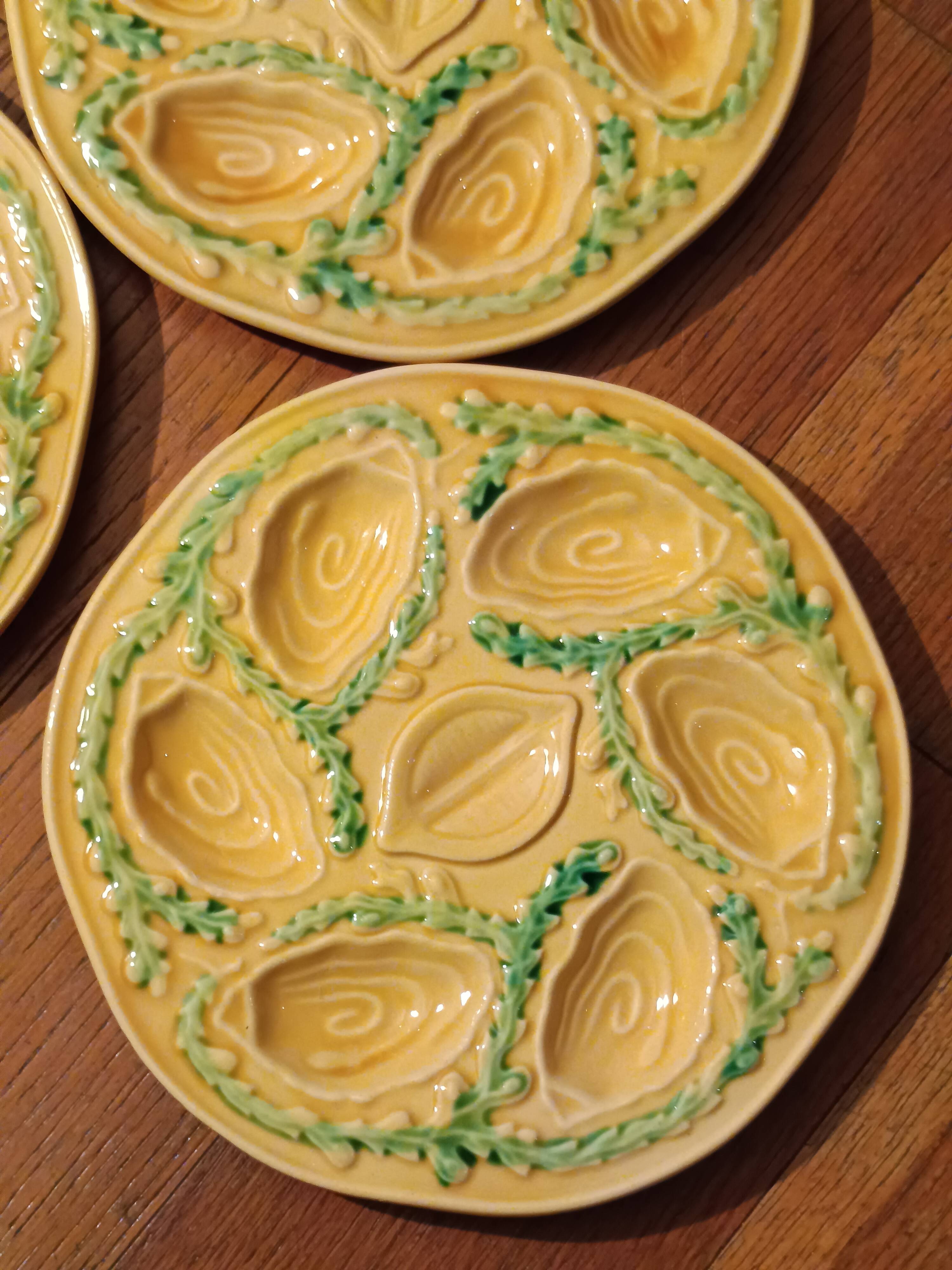 6 vintage majolica oyster plates, Arfilox, 1970
