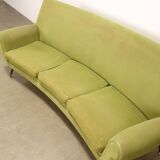Vintage fabric and brass 3-seater sofa, Italian design, 1950s-60s, original