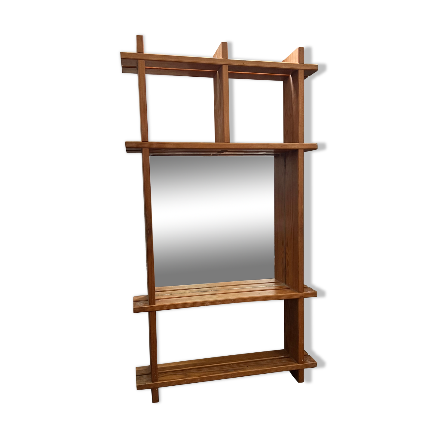 Mirror shelf in blond pine 80s