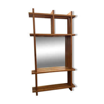 Mirror shelf in blond pine 80s
