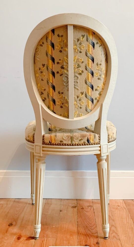 Chair and armchair medallion, Louis XVI style, circa 1950