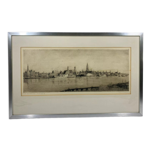 Gravure marine vue panoramique