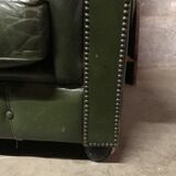 Chesterfield green leather sofa