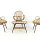 Set of 3 rattan chairs + coffee table - mid century dutch design