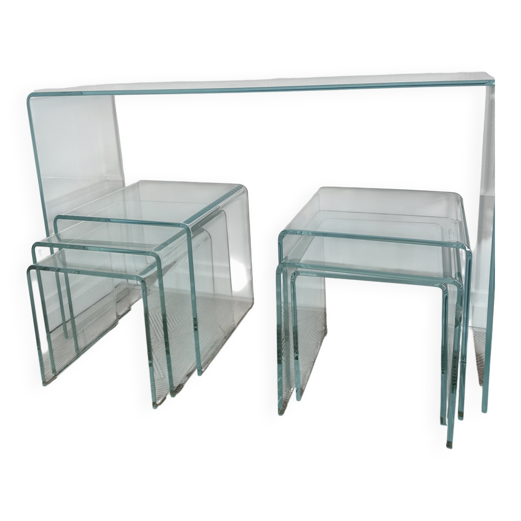 Console glass Akante and nesting side tables
